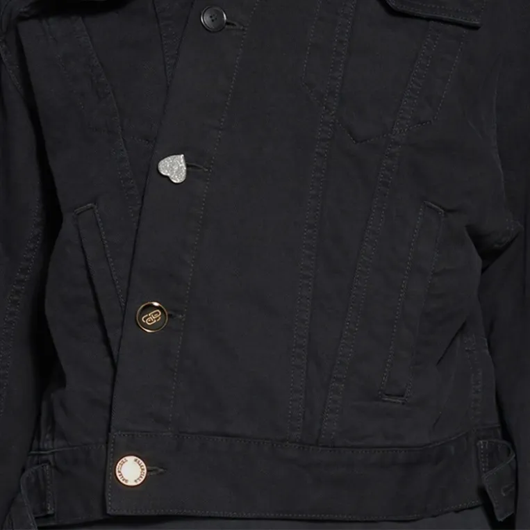 Balenciaga SS23 Denim Jacket Regular Fit Women's Black-6