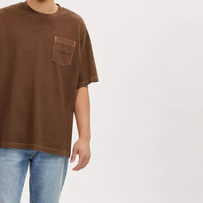 COACH Pocket T Shirt T-Shirt Men's Brown-3
