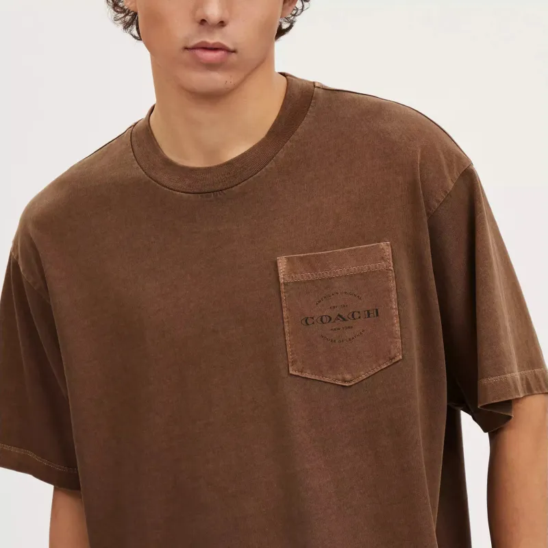 COACH Pocket T Shirt T-Shirt Men's Brown-5