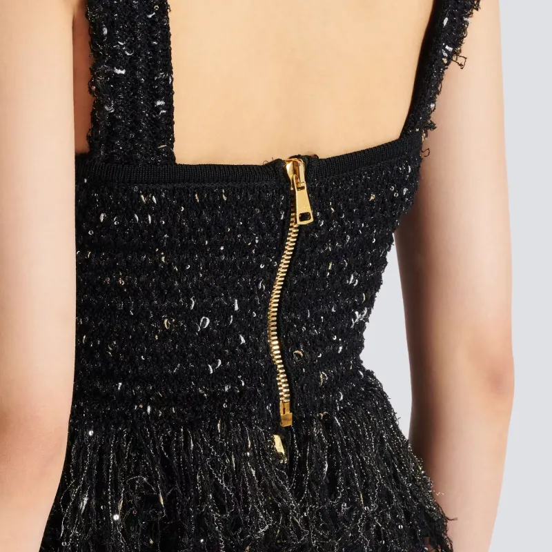 BALMAIN Lurex Tweed Strappy Top-5