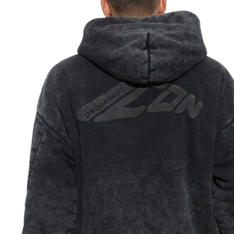 DSQUARED 2 Icon Embossed Washed Hoodie-4