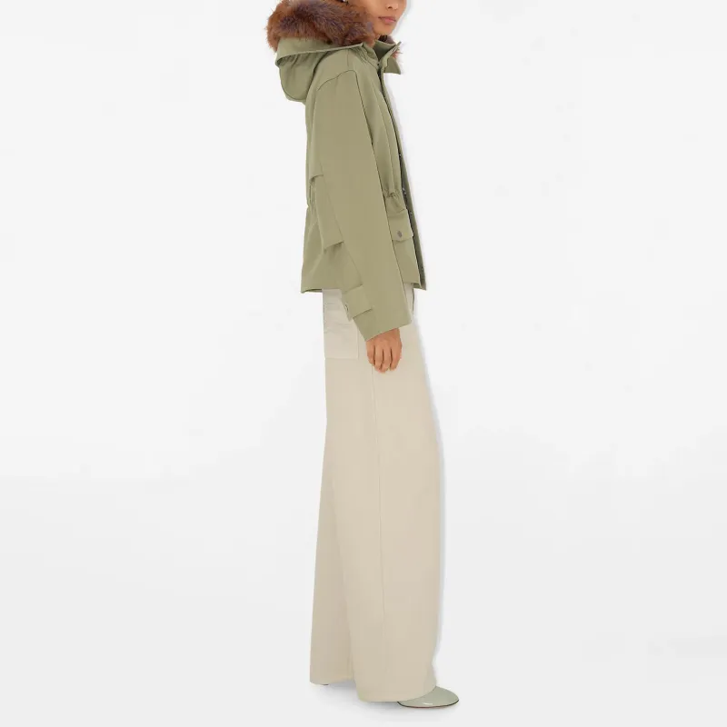 Burberry Faux fur Trim Cotton Parka Coat-3