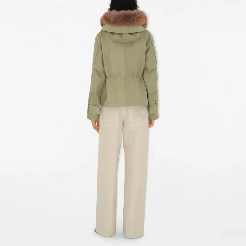 Burberry Faux fur Trim Cotton Parka Coat-2