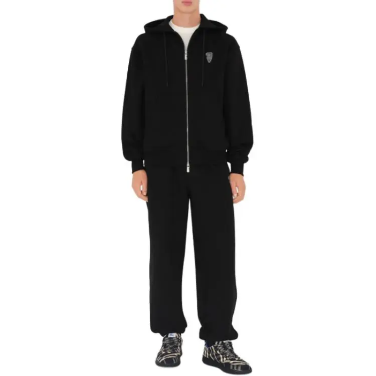 Burberry Ekd Motif Zip Up Drawstring Hoodie-1