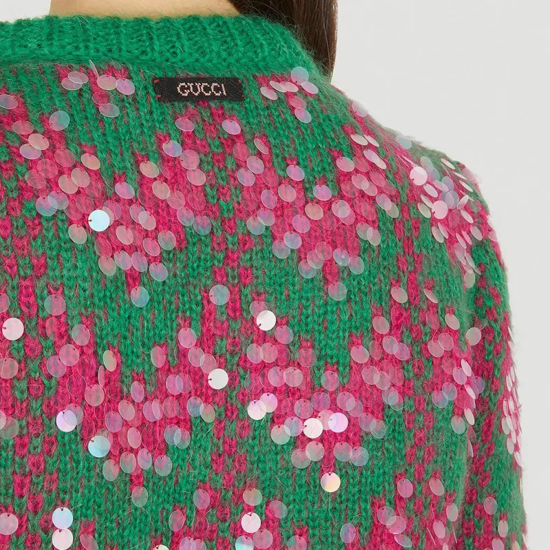 GUCCI Sequin embellished Chevron intarsia Jumper-4