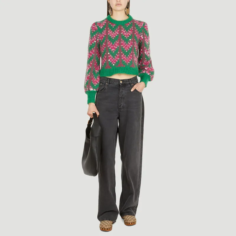 GUCCI Sequin embellished Chevron intarsia Jumper-1