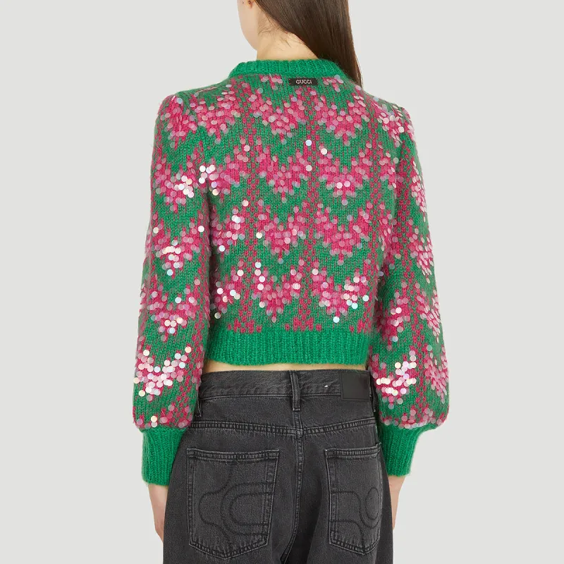 GUCCI Sequin embellished Chevron intarsia Jumper-2