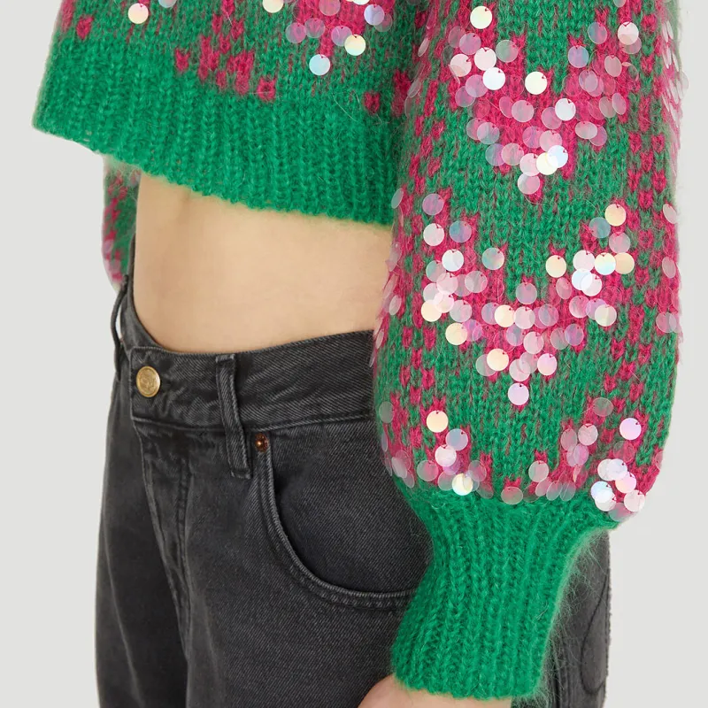 GUCCI Sequin embellished Chevron intarsia Jumper-5