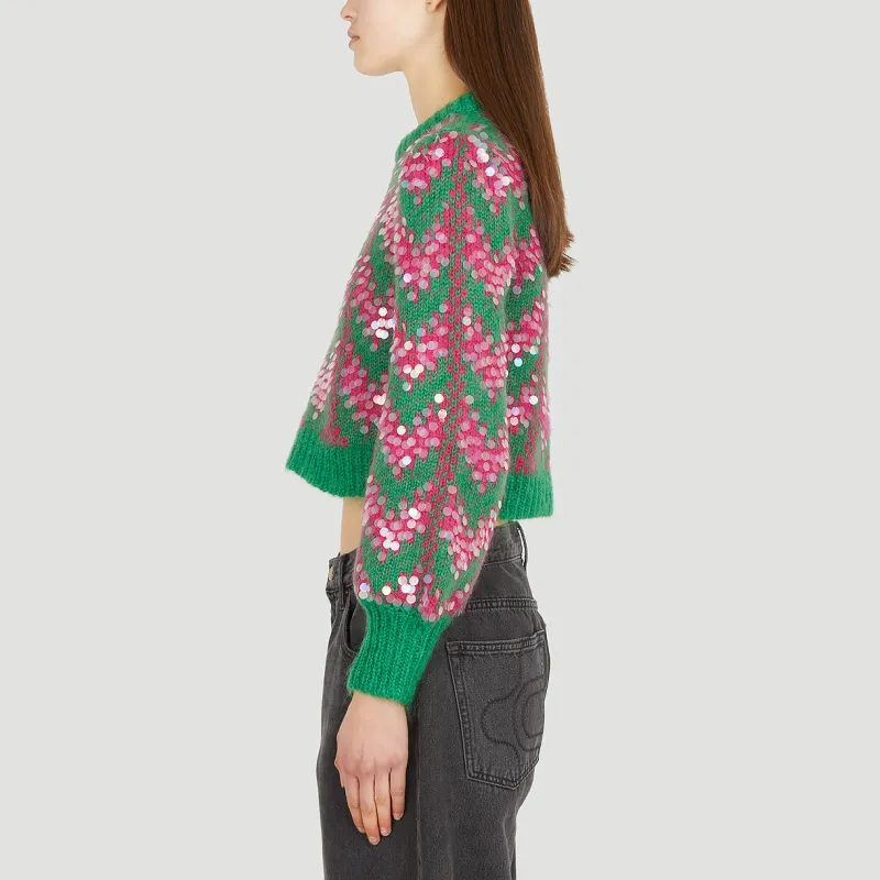 GUCCI Sequin embellished Chevron intarsia Jumper-3
