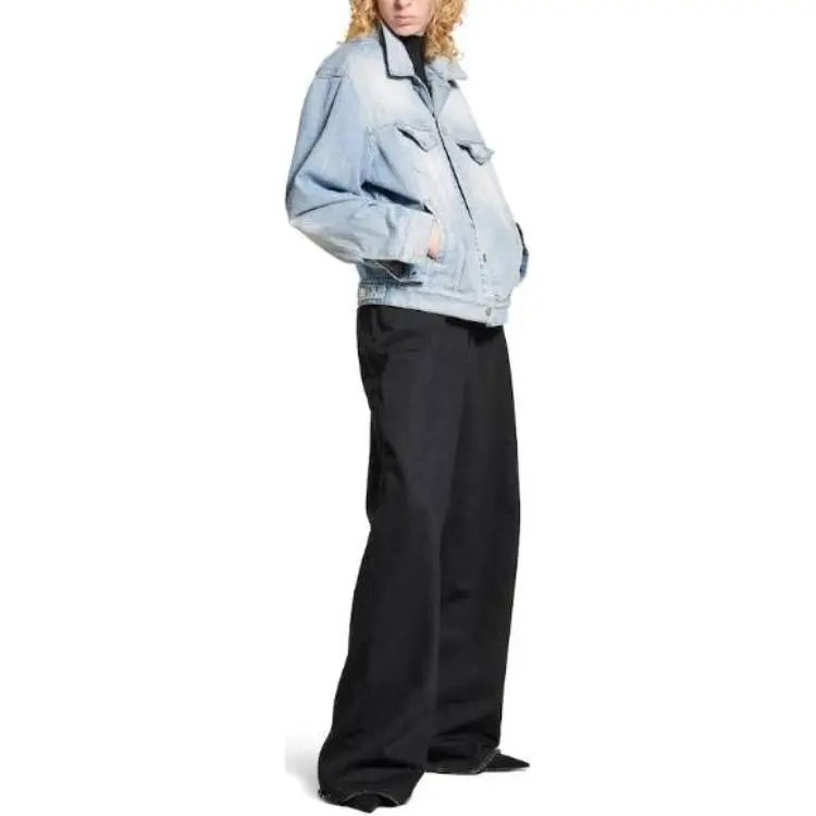 Balenciaga Collared Button Up Denim Jacket-5