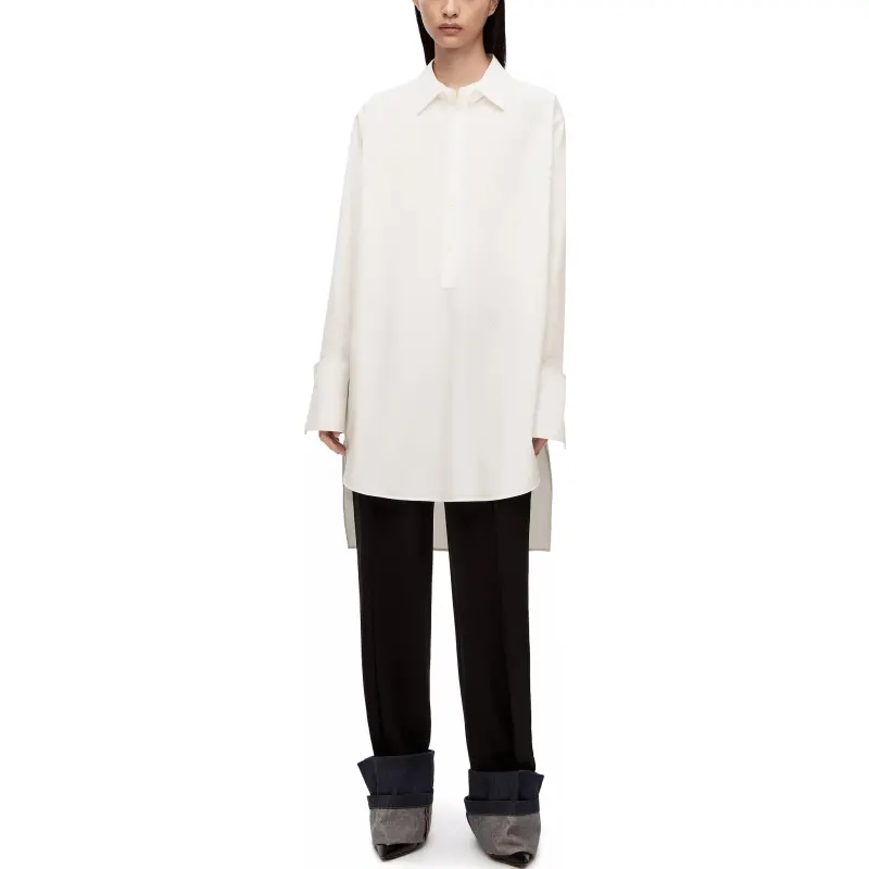 LOEWE Deconstructed Cotton Shirt Dress Optic White-2
