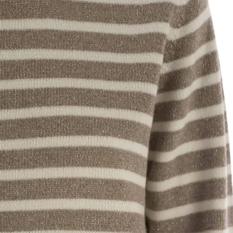 Brunello Cucinelli Striped Sequin Embellished Crewneck Jumper-5