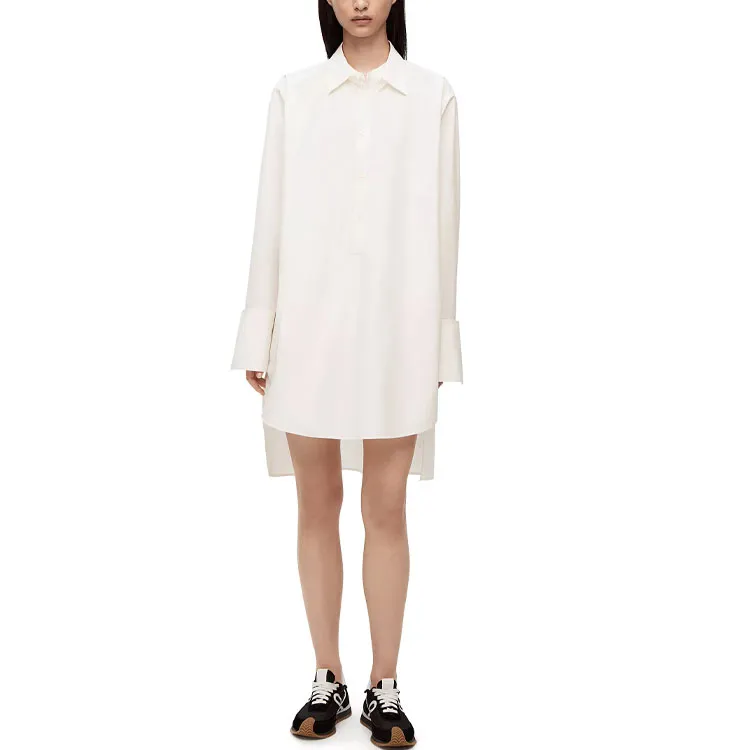LOEWE Deconstructed Cotton Shirt Dress Optic White-1