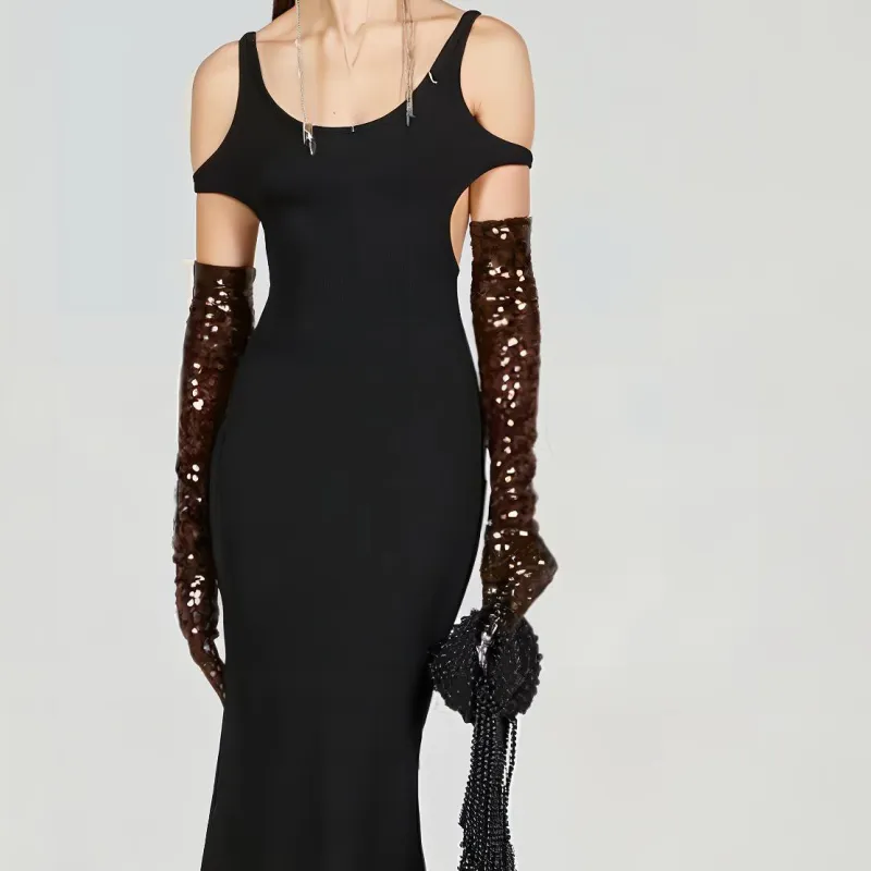 GUCCI Cut Out Detail Ribbed Maxi Dress-4
