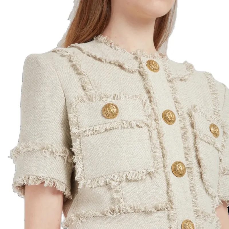 BALMAIN Short-Sleeved Dresses Women's Beige-4
