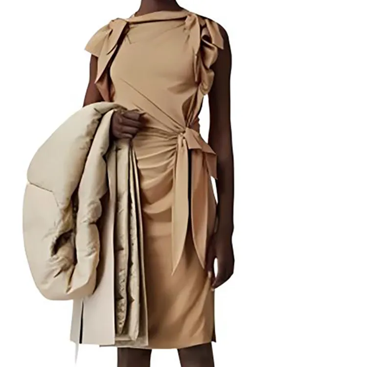Burberry Tie Detail Tri tone Silk Jersey Dress-3