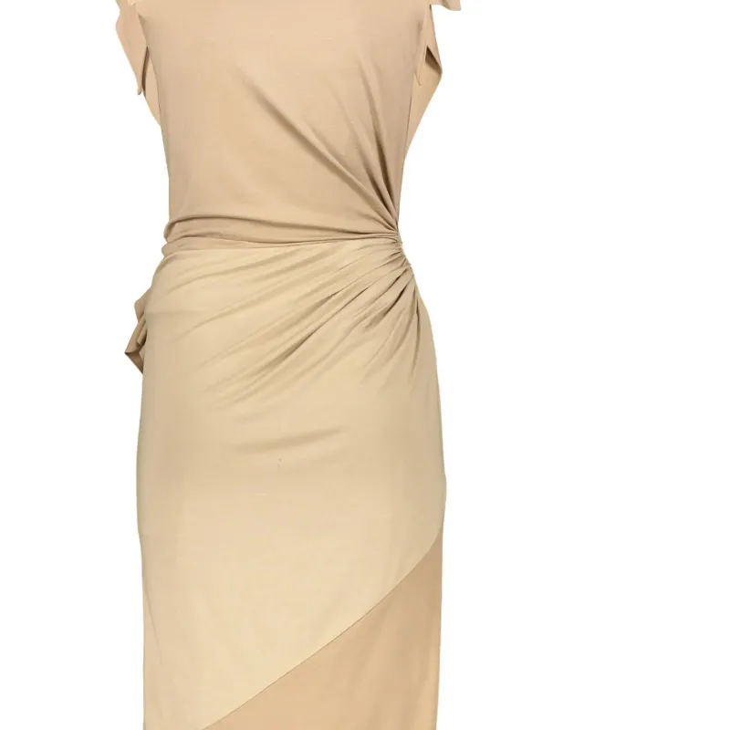 Burberry Tie Detail Tri tone Silk Jersey Dress-5