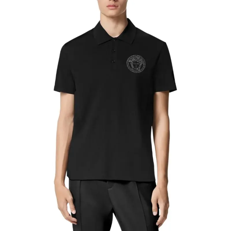 VERSACE Medusa Embroidered Short Sleeved Polo Shirt-1