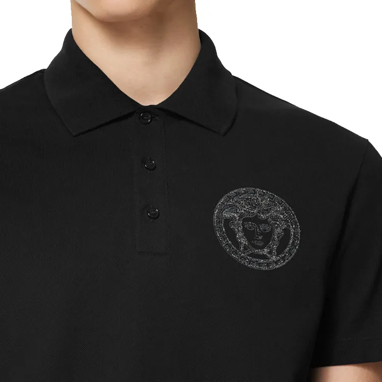 VERSACE Medusa Embroidered Short Sleeved Polo Shirt-4