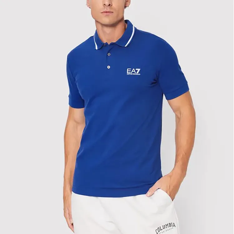 EMPORIO ARMANI EA7 Polo Shirts Men Royal Blue-3