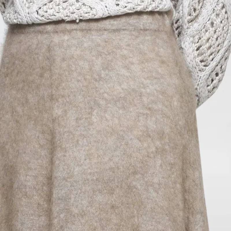 Brunello Cucinelli Elastic Waistband Flared Midi Skirt-4