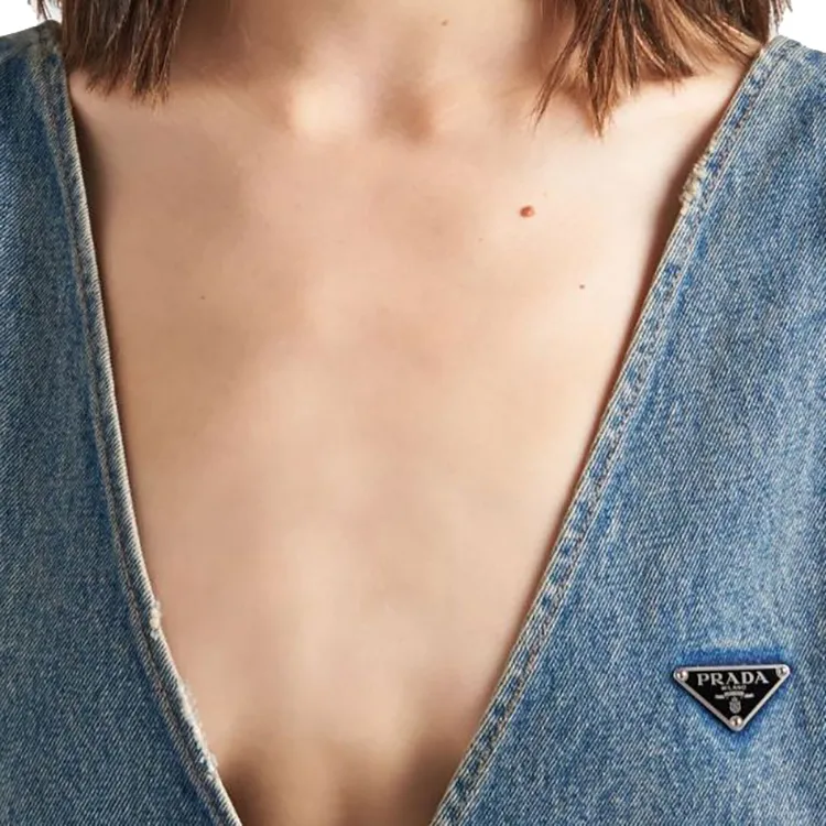 PRADA Dress Denim V Neck-2