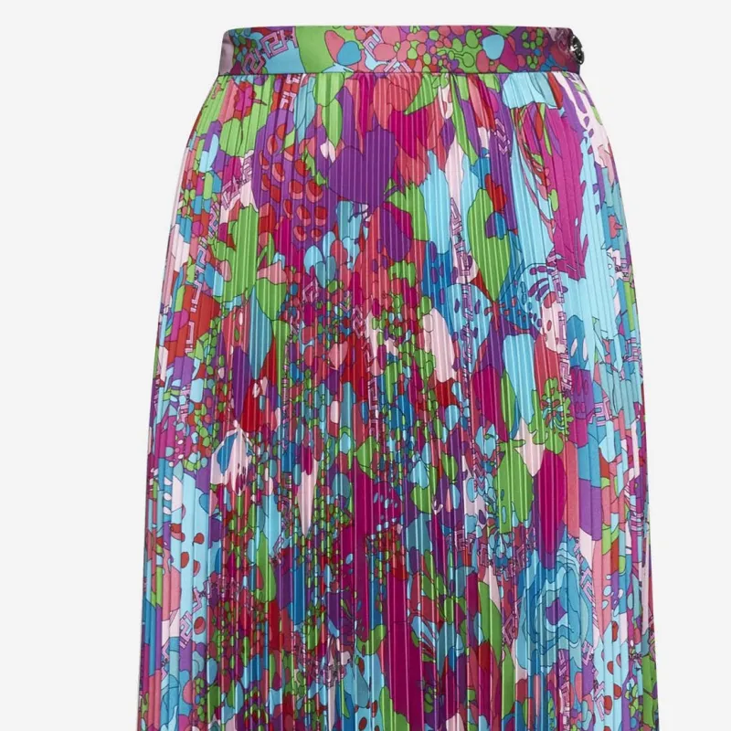 VERSACE Abstract-print Pleated Midi Skirt-5
