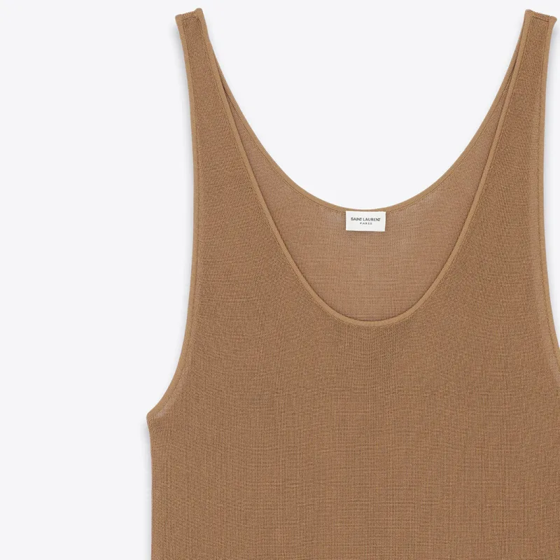 SAINT LAURENT Tank Tops Women's Khaki-5