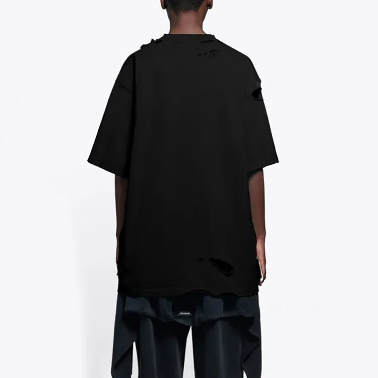 Balenciaga Caps Destroyed Flatground T shirt-4