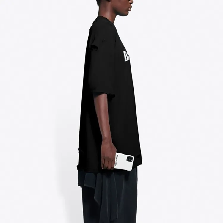 Balenciaga Caps Destroyed Flatground T shirt-5