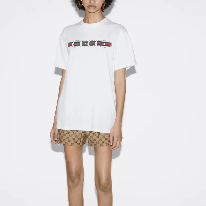GUCCI Logo Printed Crewneck T-Shirt-3