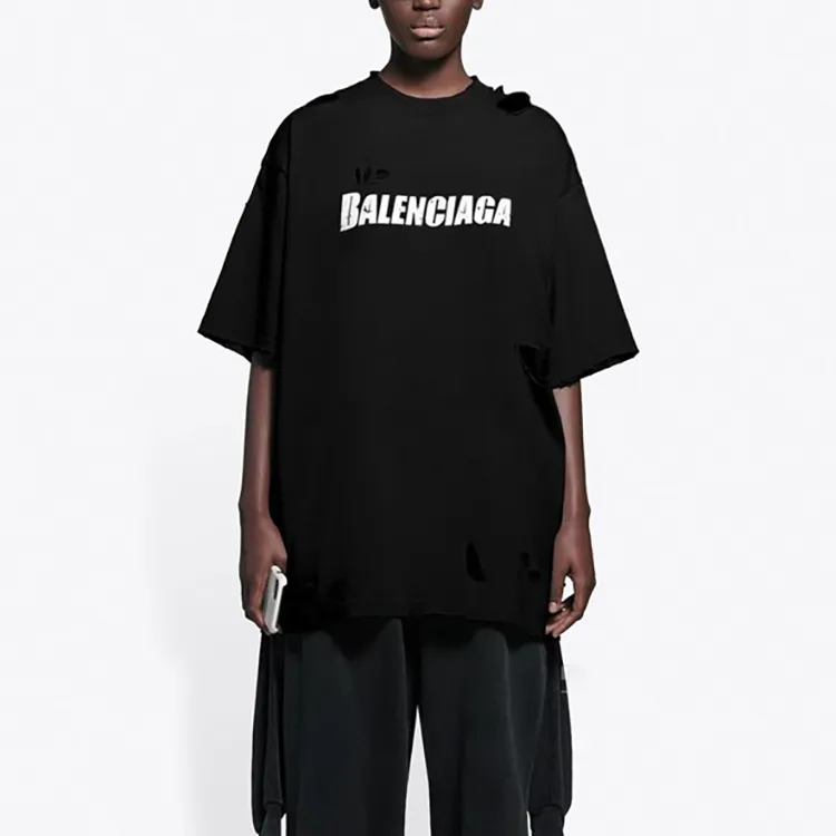 Balenciaga Caps Destroyed Flatground T shirt-3