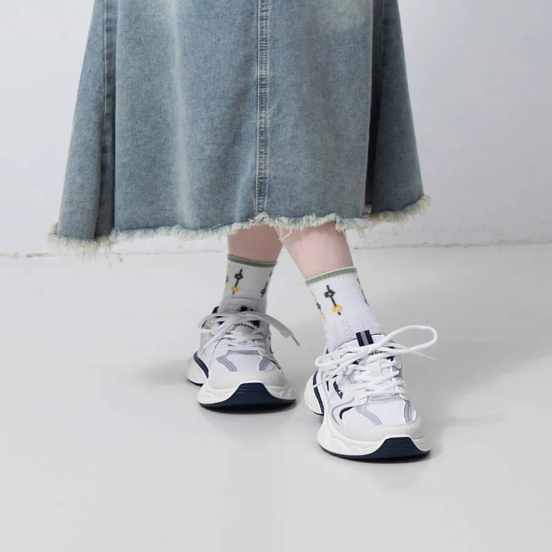 RENBEN Cushioning, Slip Resistant, Abrasion Resistant, Breathable, Height Increasing Low Top Chunky Sneakers Unisex-6