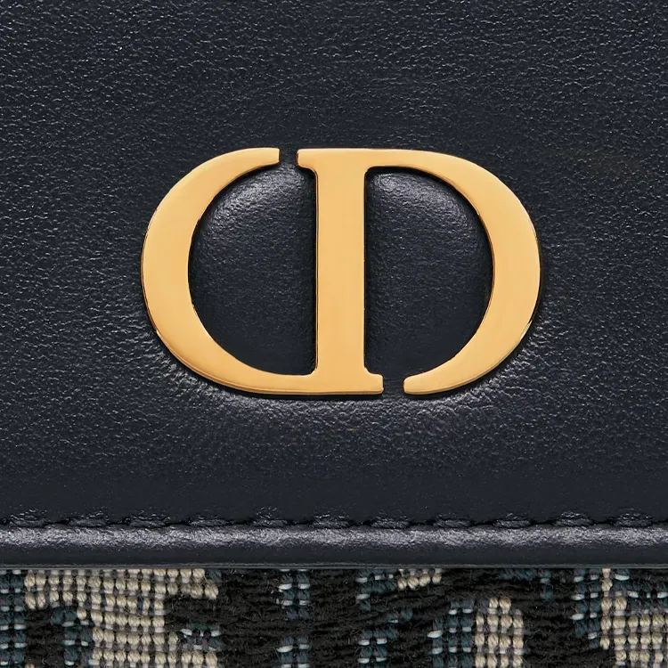 DIOR 30 Montaigne Cotton With Calfskin Wallet Regular Women's Blue-5