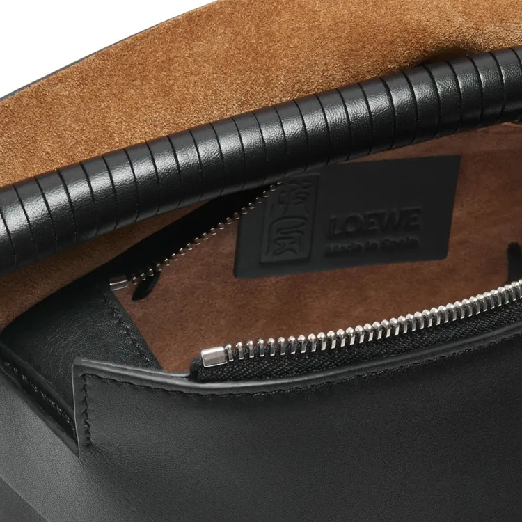 LOEWE Puzzle Calfskin Shoulder Bag Crossbody Bag Handbag Small Size Women's Black-6