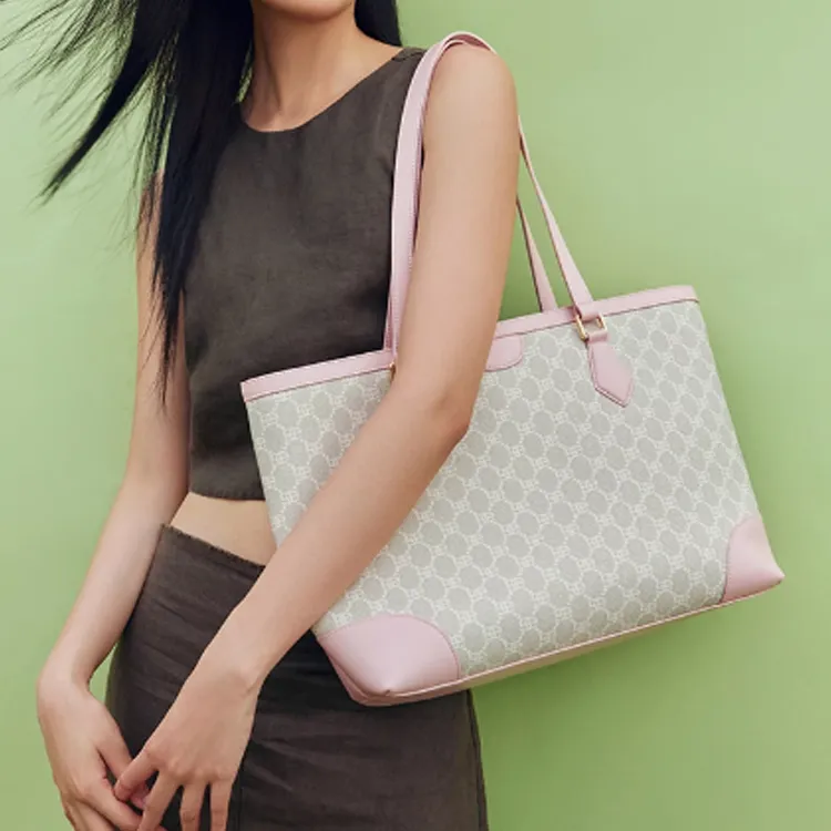 BELLE Artificial Leather Tote Bag Shopping Bag Shoulder Bags Large Size Women's Beige-2