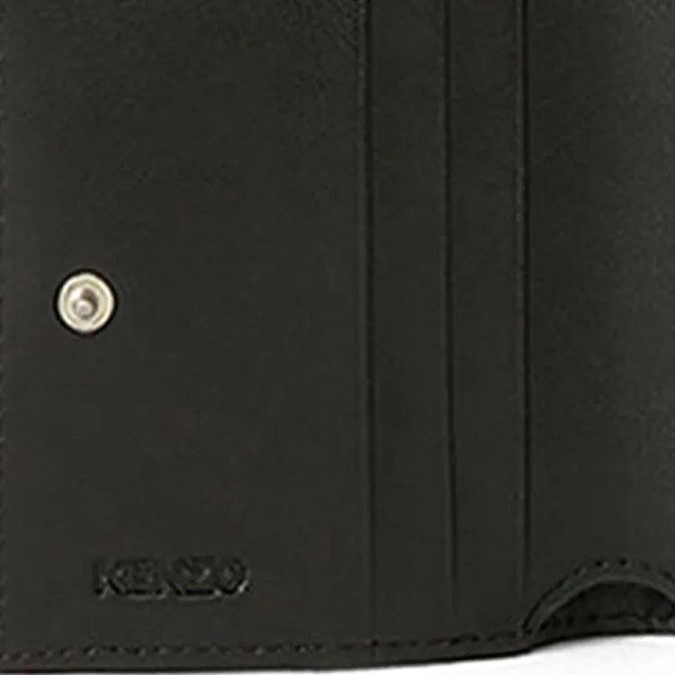 KENZO Cow Leather 50% Off Money Clip Card Holder Wallet Regular Men's Black-3
