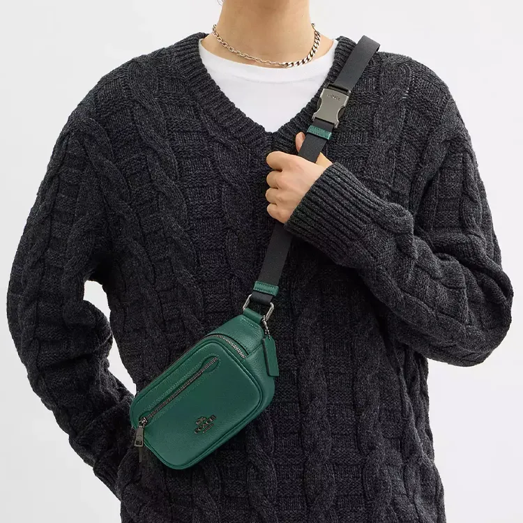 COACH Elias Litchi Grain Leather Fanny Pack Small Size Men's Emerald Green-3