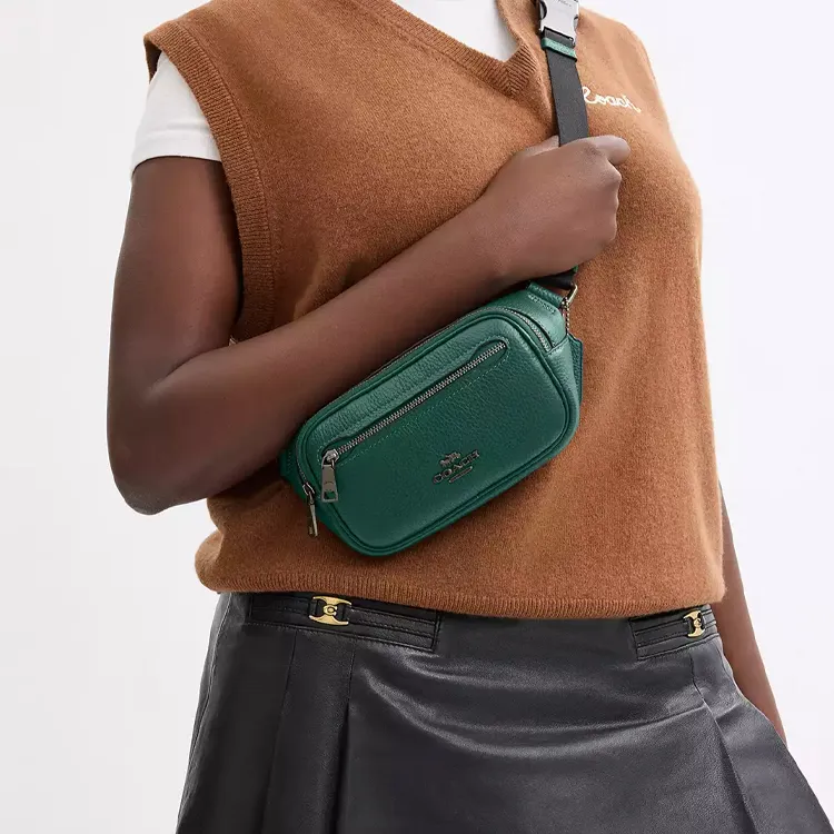 COACH Elias Litchi Grain Leather Fanny Pack Small Size Men's Emerald Green-4