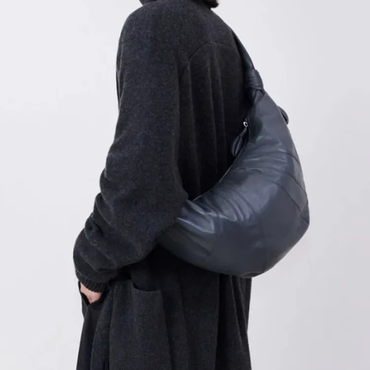 Lemaire Nappa Leather Croissant Bag, Crossbody Bag, Shoulder Bag Large Size Women's Asphalt-3