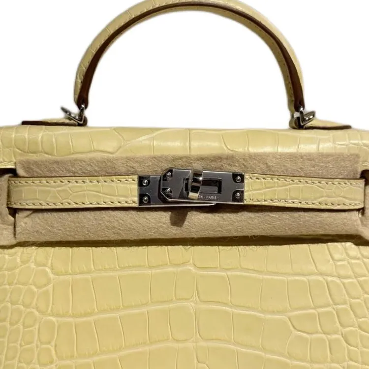 HERMES Mini Kelly 2nd Generation Crocodile Leather Kelly Bag Handbag Mini Women's Y1 Vanille Vanilla-5