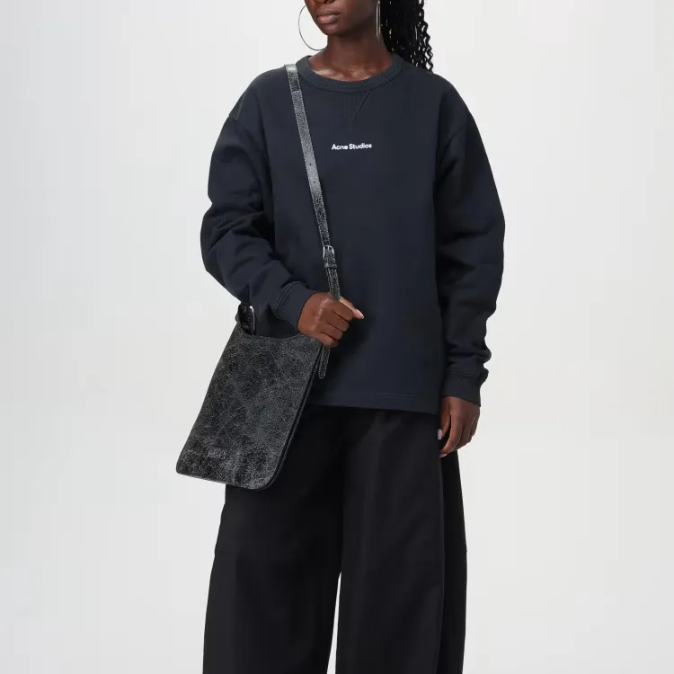 Acne Studios Platt Series Turtle Shell Leather Handbag Shoulder Bag Women's Black-8