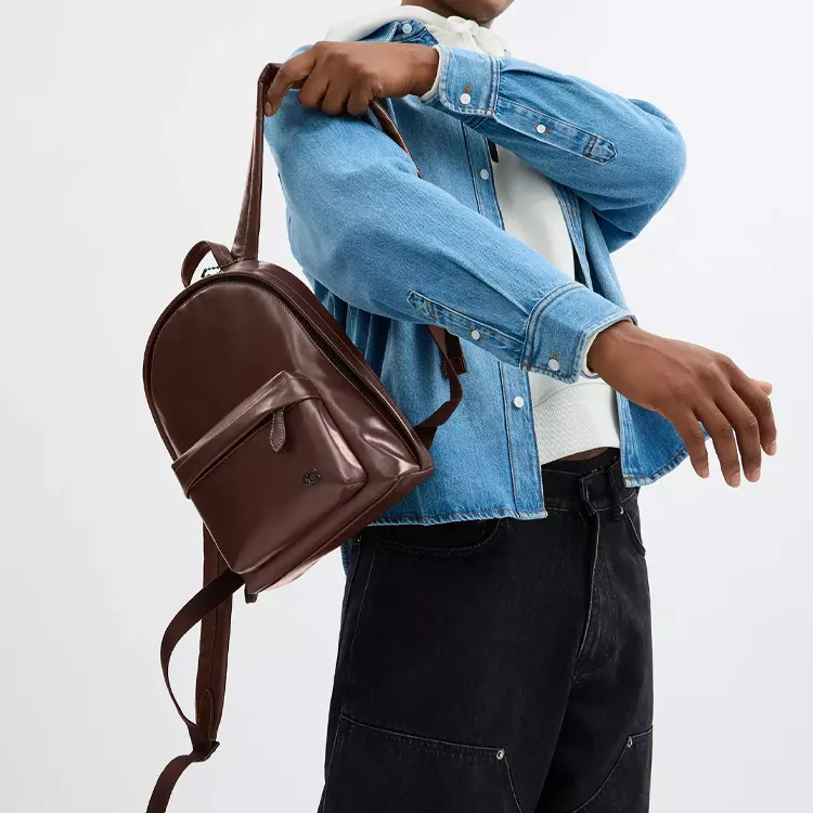 COACH Leather Backpack Trumpets Men's Brown-3