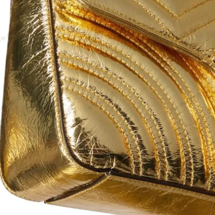 GUCCI GG Marmont Leather Shoulder Bag Small Size Women's Gold-6