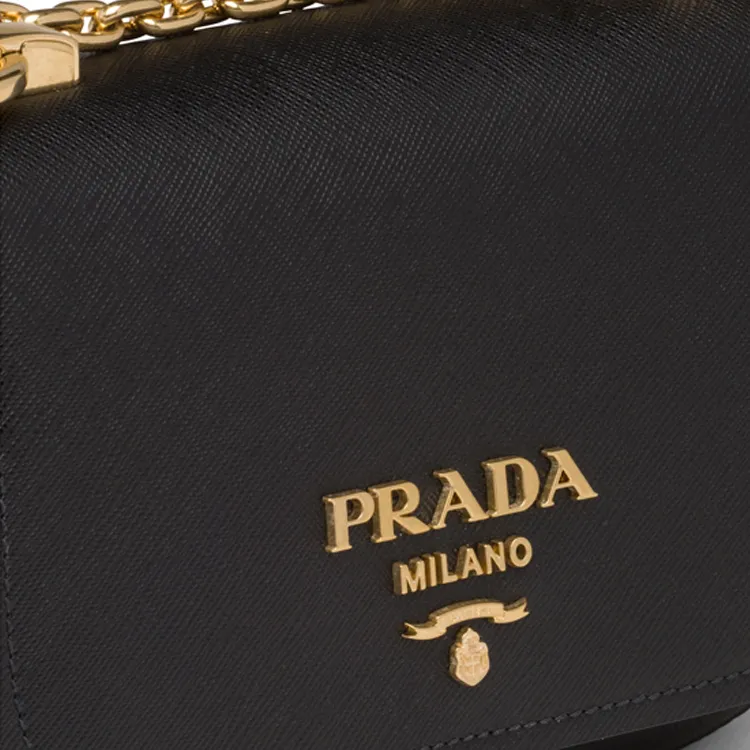 PRADA Saffiano Leather Shoulder Bag Women's Black-4