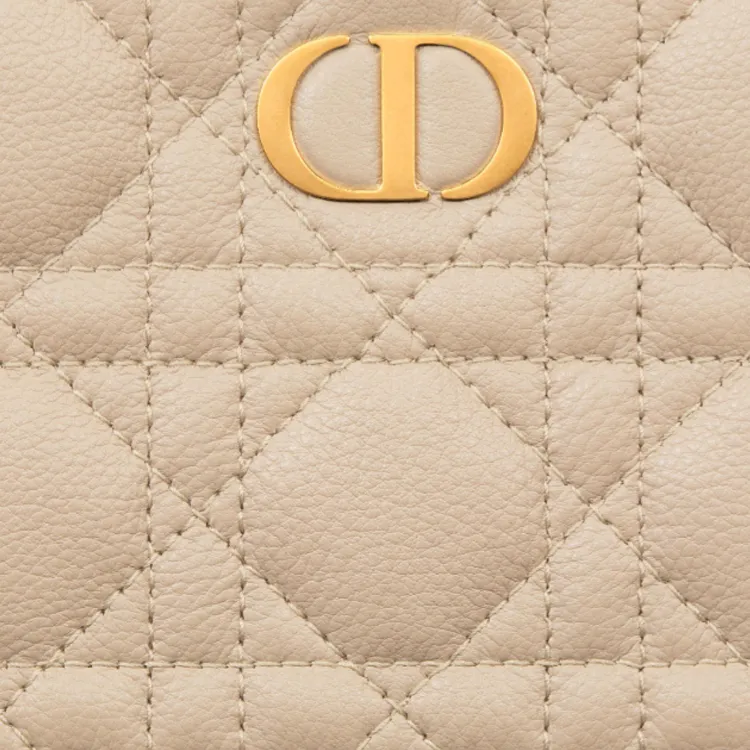 DIOR Caro Calfskin Clutch Medium Size Women's Pink Beige-4