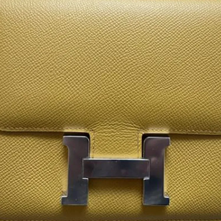 HERMES Constance Epsom Leather Shoulder Bag, Crossbody Bag Mini Women's 9D Jaune Ambre Amber Yellow-1