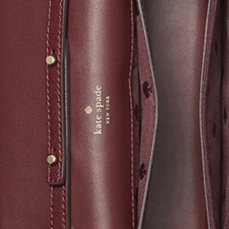 Kate Spade Staci Leather One Shoulder Crossbody Chain Bag Small Size Women's Deep Cherry Red-3