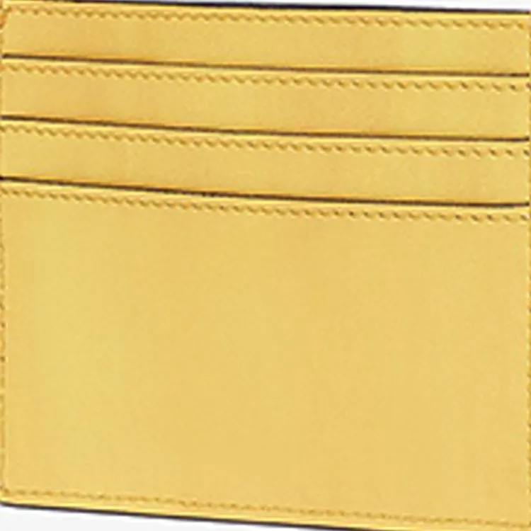 FENDI Cow Leather Card Clip Card Holder Men's Yellow-4