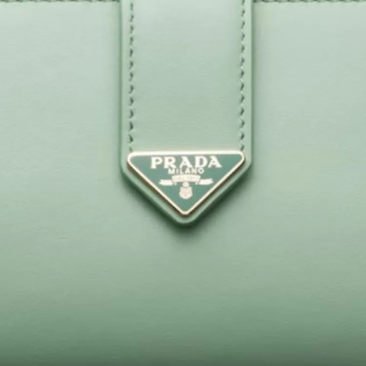 PRADA Cow Leather Wallet Small Size Women's Light Green-4